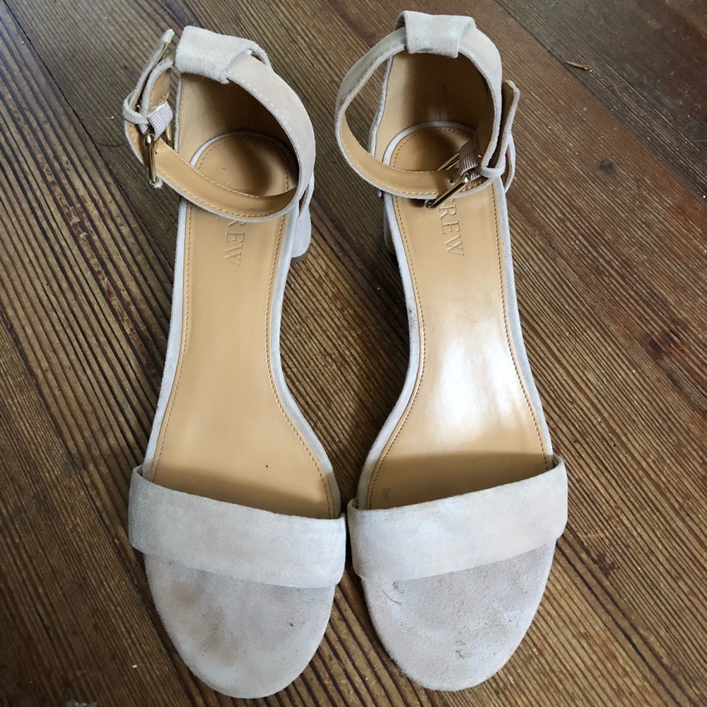Suede, nude, two-strap heels from JCrew worn once